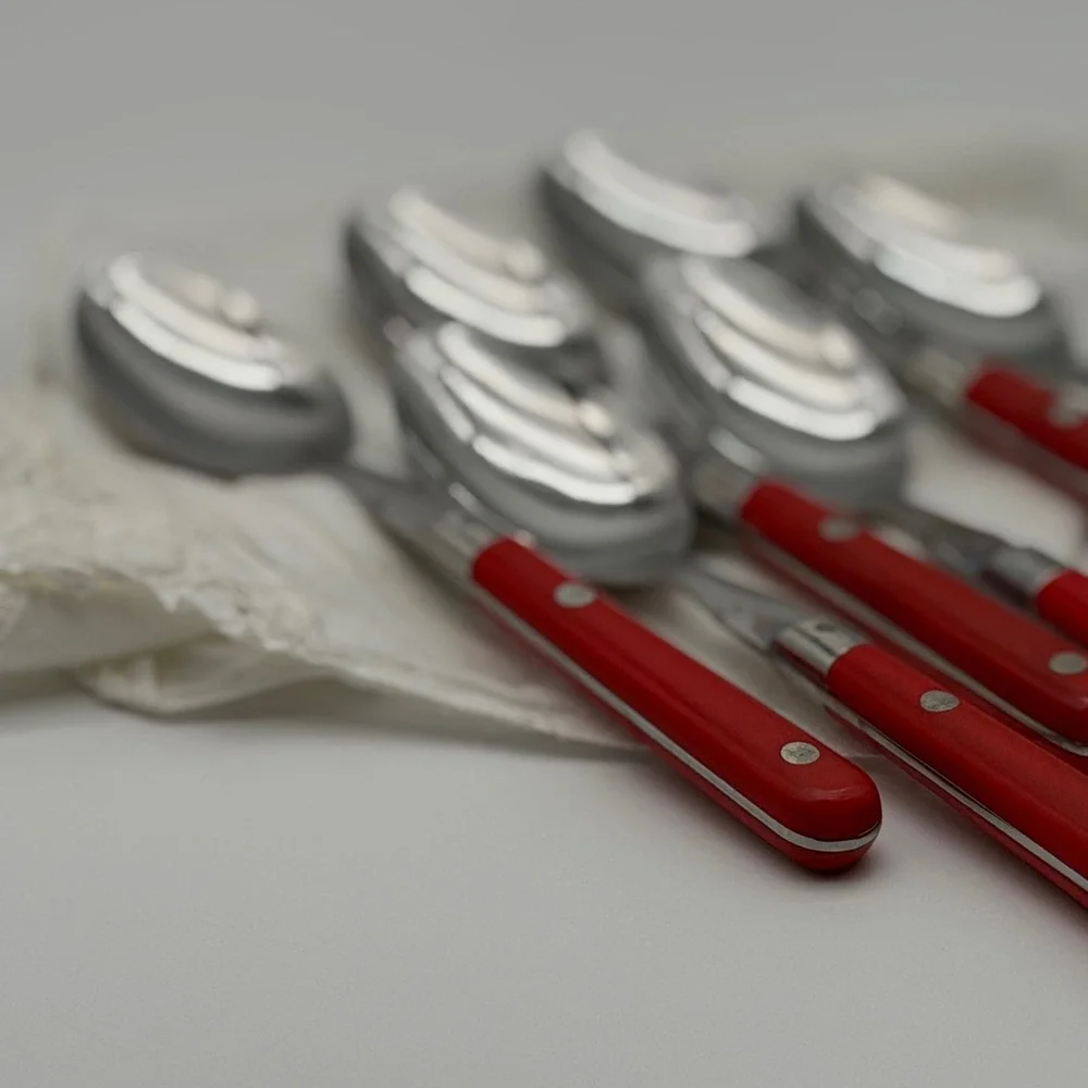 Vintage WF Washington Forge Mardi Gras Red Teaspoons Set of 6 Stainless Korea